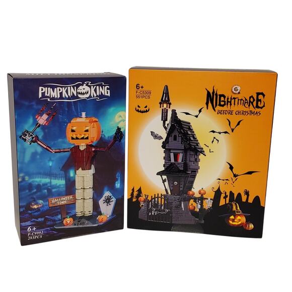 Horror Halloween Pumpkin King Night & Before Christmas 2 Box Building Set Toys - Picture 1 of 5